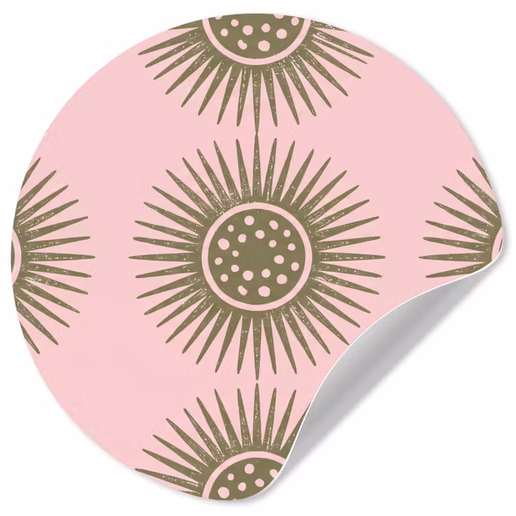 Bloemen - Patroon - Abstract - Roze - Groen Wandcirkel behangsticker klein -3d