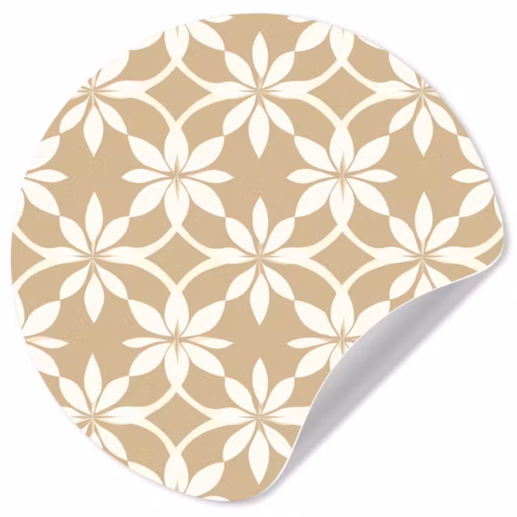 Bloemen - Patroon - Beige Wandcirkel behangsticker klein 186 -3d