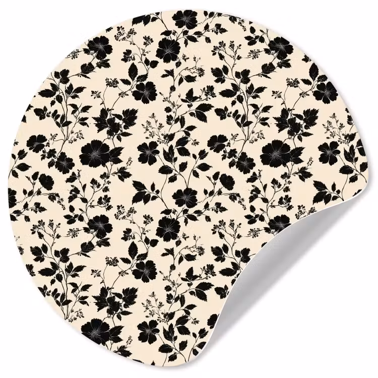 Bloemen - Dessin - Zwart Wandcirkel behangsticker klein 186 -3d