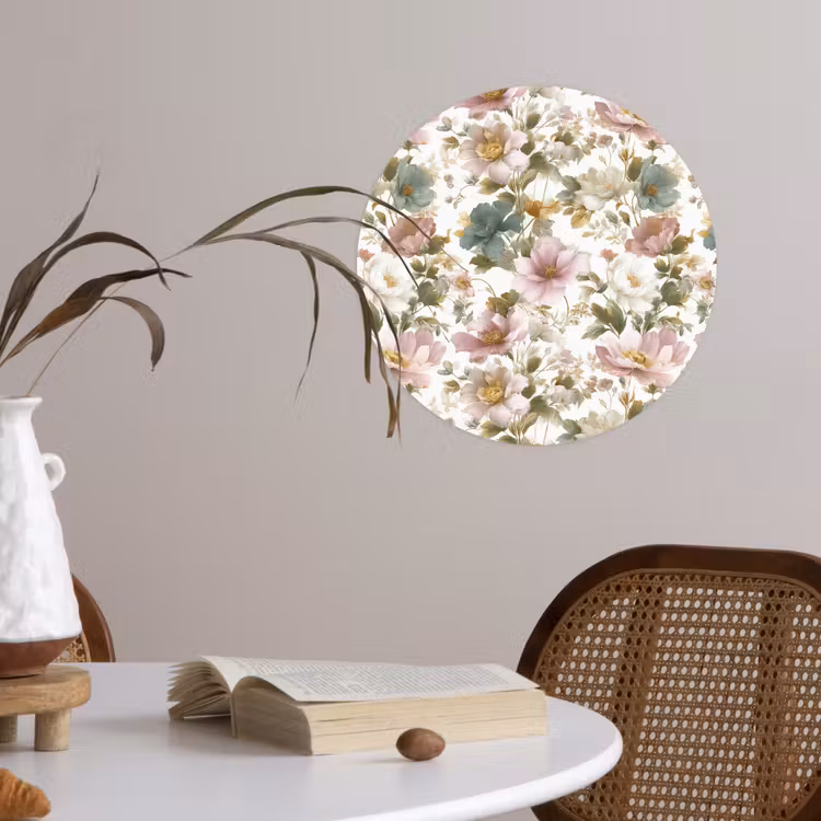 Bloemen - Patroon - Pastel Wandcirkel behangsticker klein 186 -sfeer3