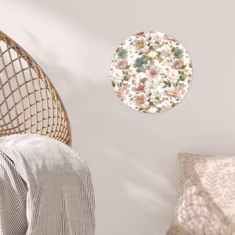 Bloemen - Patroon - Pastel Wandcirkel behangsticker klein 186 -sfeer4