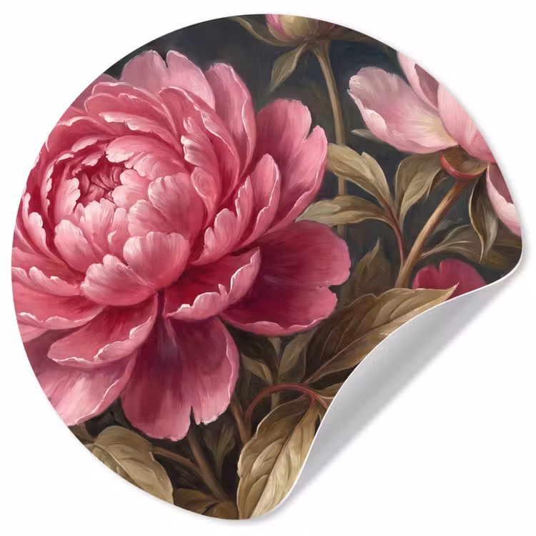 Bloemen - Roze - Klassiek - Natuur Wandcirkel behangsticker klein -3d