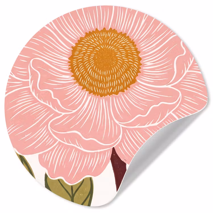 Wallpaper Circle - Flowers - Pink - Illustration - Bloemen - Roze - Illustratie Wandcirkel behangsticker klein