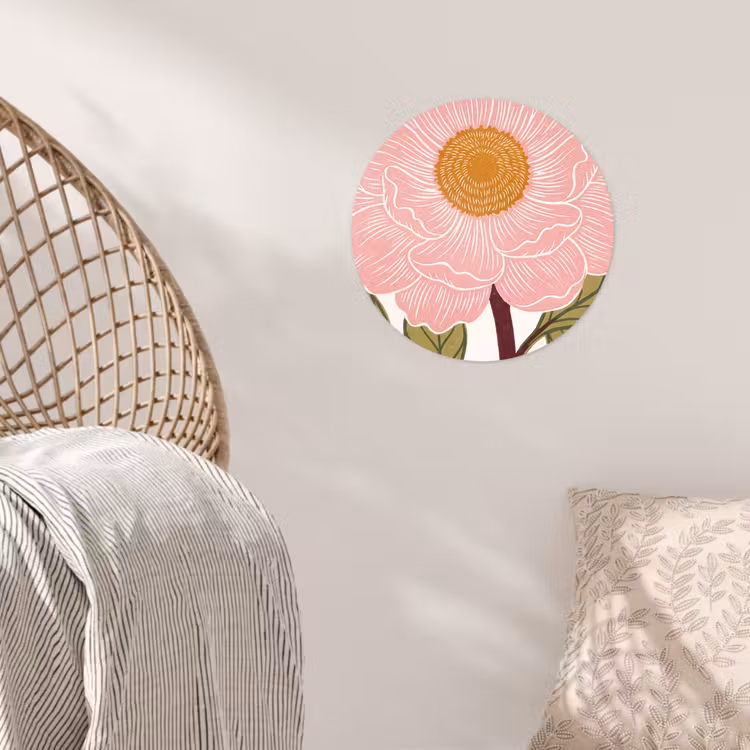 Wallpaper Circle - Flowers - Pink - Illustration - Bloemen - Roze - Illustratie Wandcirkel behangsticker klein
