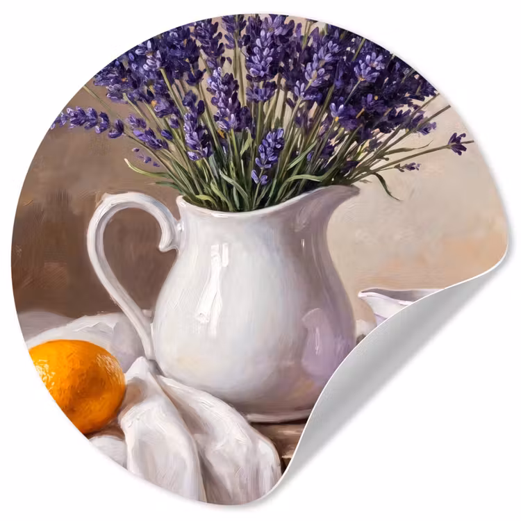 Wallpaper Circle - Flowers - Still Life - Purple - Bloemen - Stilleven - Paars Wandcirkel behangsticker klein