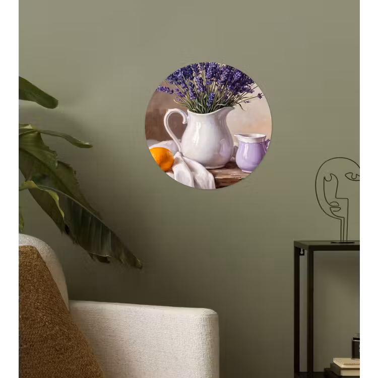 Wallpaper Circle - Flowers - Still Life - Purple - Bloemen - Stilleven - Paars Wandcirkel behangsticker klein