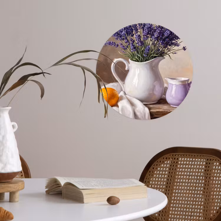Wallpaper Circle - Flowers - Still Life - Purple - Bloemen - Stilleven - Paars Wandcirkel behangsticker klein