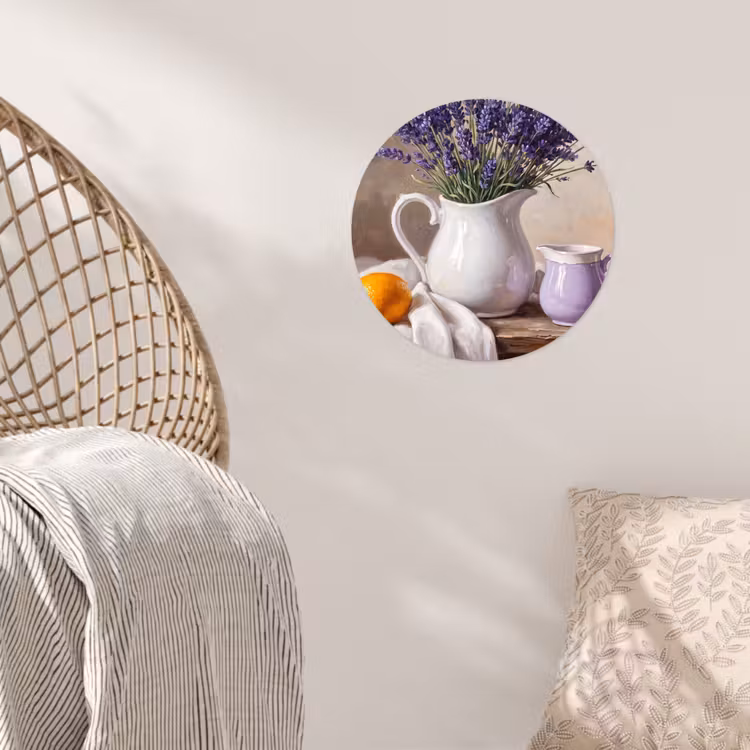 Wallpaper Circle - Flowers - Still Life - Purple - Bloemen - Stilleven - Paars Wandcirkel behangsticker klein