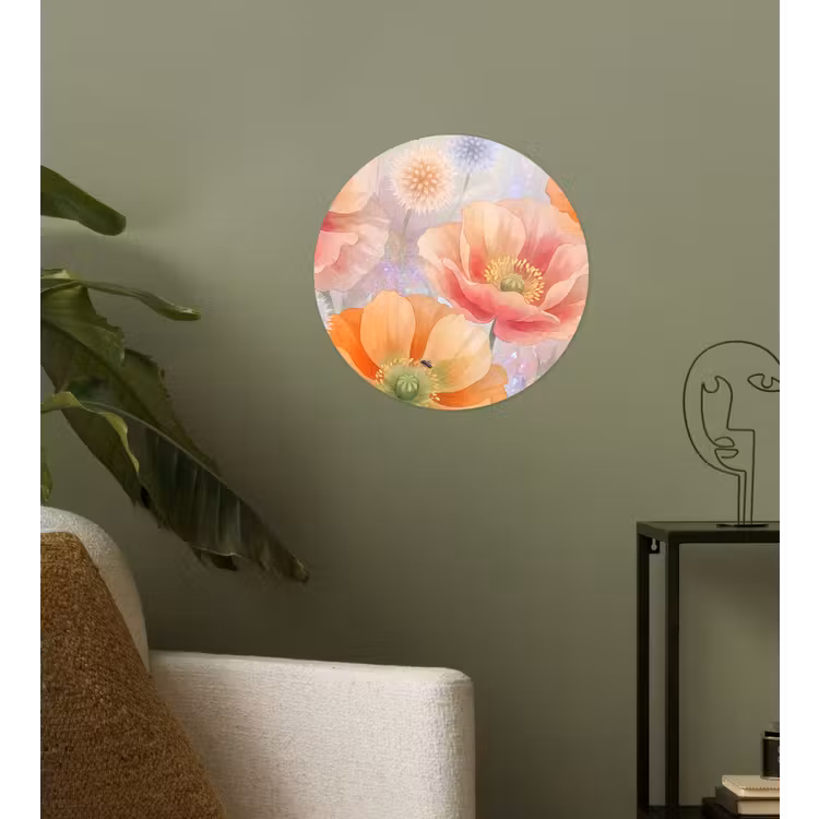 Bloemen - Aquarel - Natuur - Modern - Kleurrijk Wandcirkel behangsticker klein -sfeer2