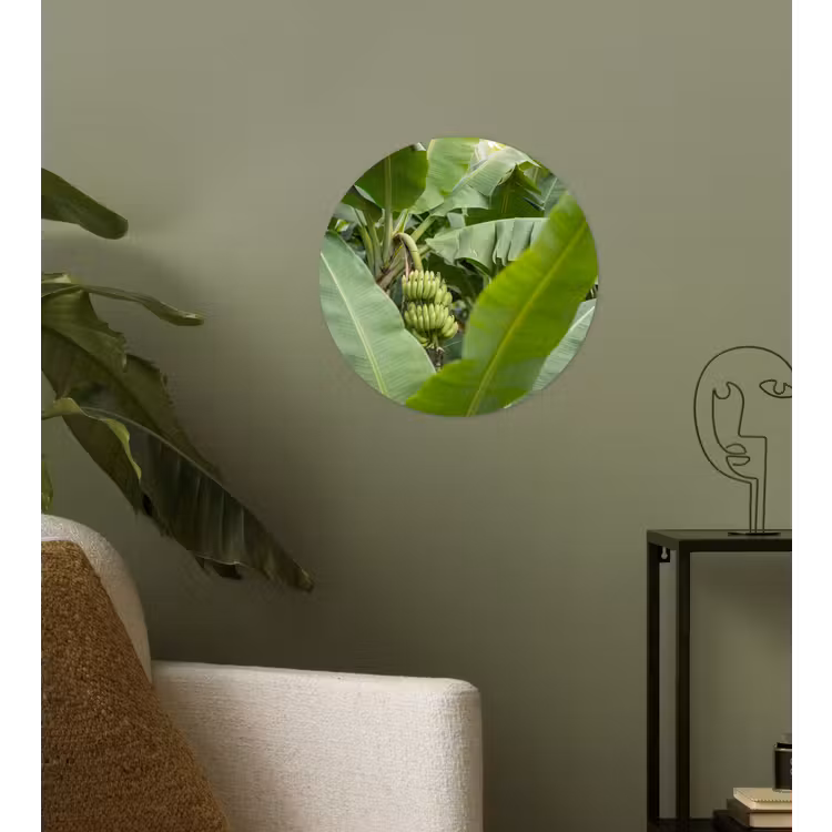 Eten - Bananen - Plantage - Groen Wandcirkel behangsticker klein -sfeer2