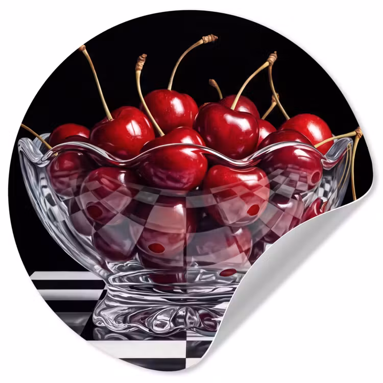 Wallpaper Circle - Food - Cherries - Red - Eten - Kersen - Rood Wandcirkel behangsticker klein