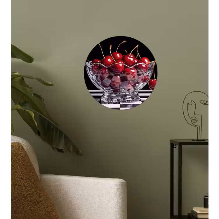 Wallpaper Circle - Food - Cherries - Red - Eten - Kersen - Rood Wandcirkel behangsticker klein
