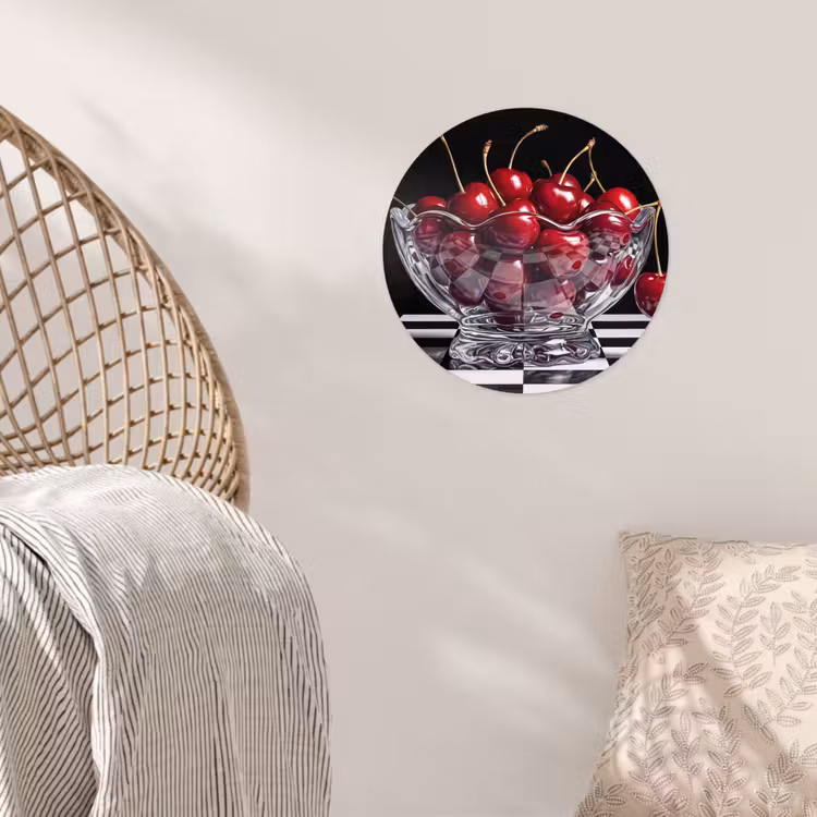 Wallpaper Circle - Food - Cherries - Red - Eten - Kersen - Rood Wandcirkel behangsticker klein
