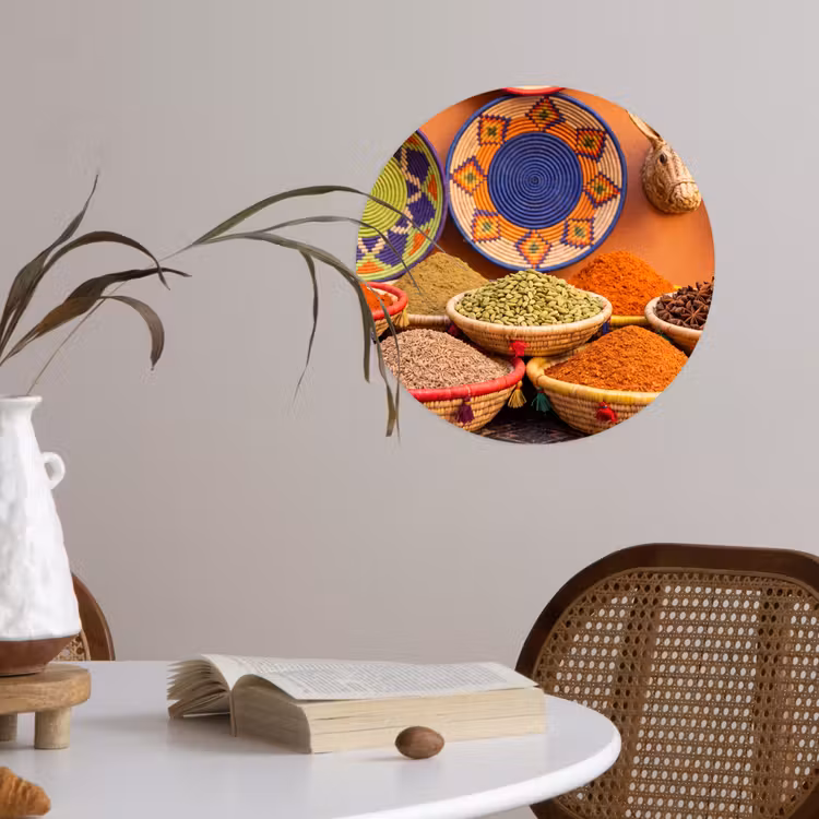 Wallpaper Circle - Food - Colorful - Culture - Eten - Kleurrijk - Cultuur Wandcirkel behangsticker klein