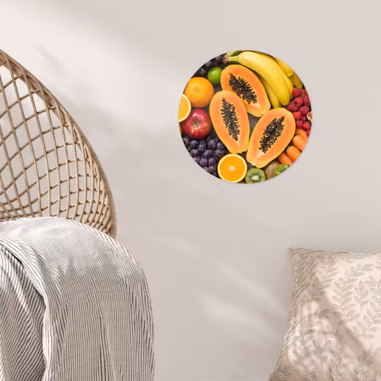 Eten - Fruit - Groenten - Vers - Kleurrijk Wandcirkel behangsticker klein -sfeer4