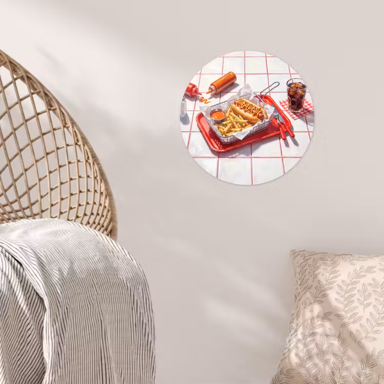 Eten - Hotdog - Fastfood - Modern - Rood Wandcirkel behangsticker klein -sfeer4