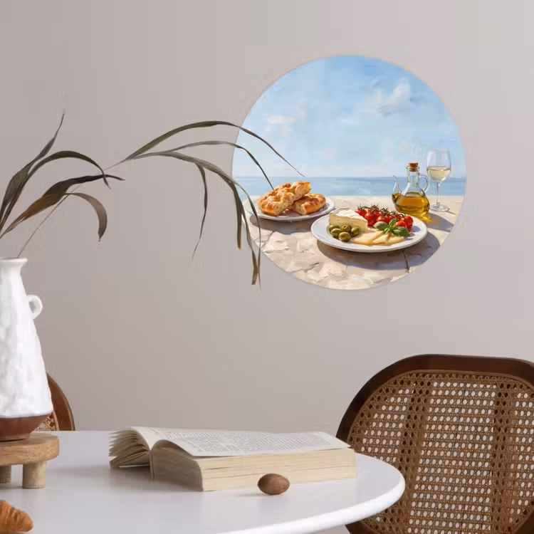 Eten - Middellandse Zee - Natuur - Geschilderd Wandcirkel behangsticker klein -sfeer3