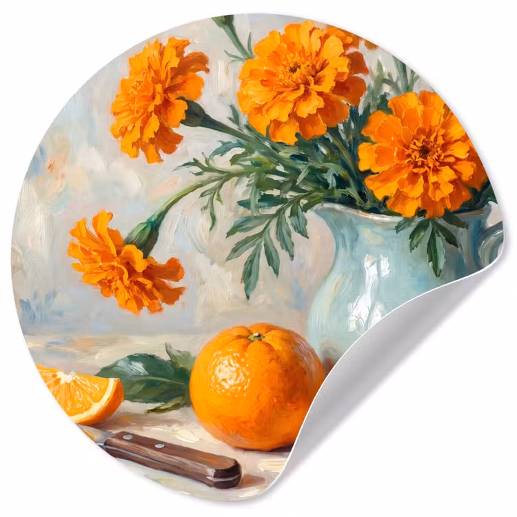 Wallpaper Circle - Food - Orange - Art - Eten - Oranje - Kunst Wandcirkel behangsticker klein