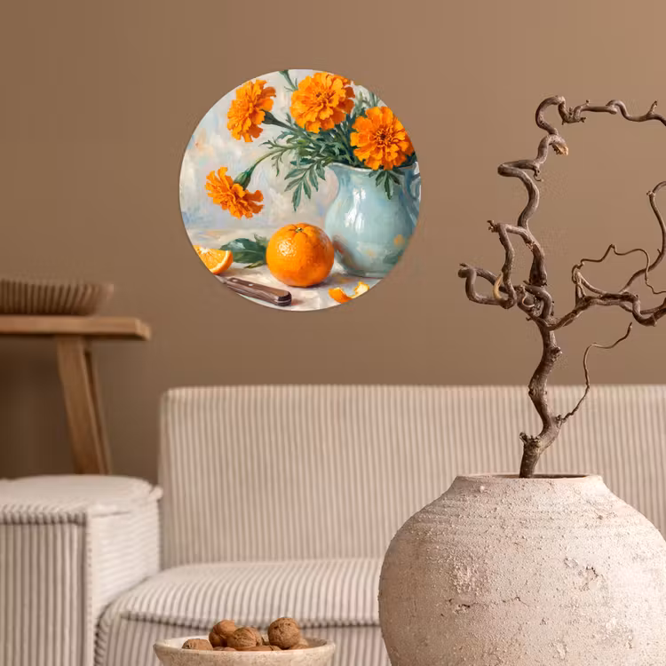 Wallpaper Circle - Food - Orange - Art - Eten - Oranje - Kunst Wandcirkel behangsticker klein