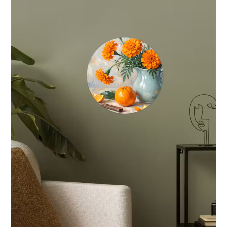Wallpaper Circle - Food - Orange - Art - Eten - Oranje - Kunst Wandcirkel behangsticker klein