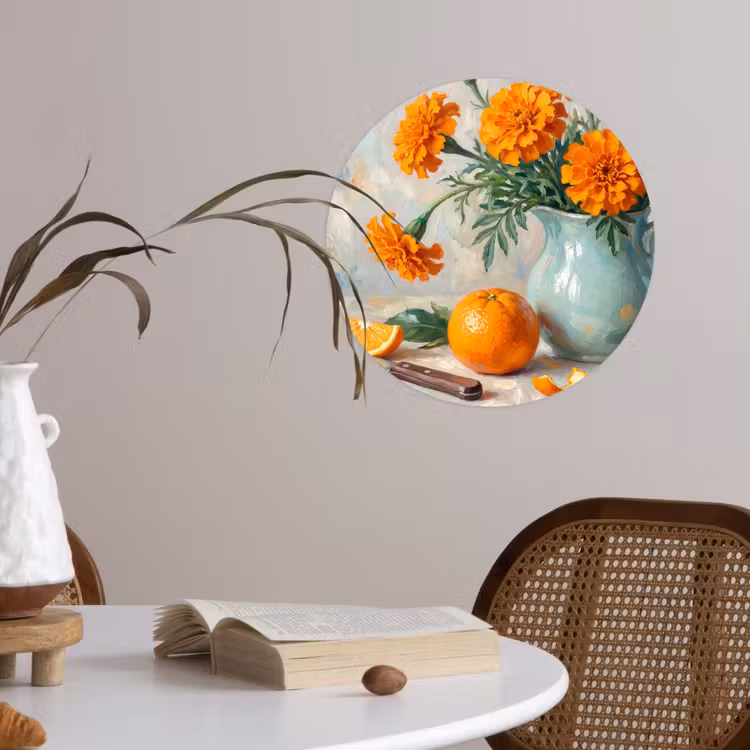 Wallpaper Circle - Food - Orange - Art - Eten - Oranje - Kunst Wandcirkel behangsticker klein