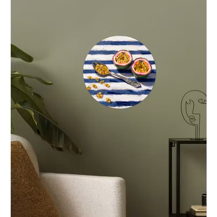Eten - Passievrucht - Tropisch - Modern - Kleurrijk Wandcirkel behangsticker klein -sfeer2
