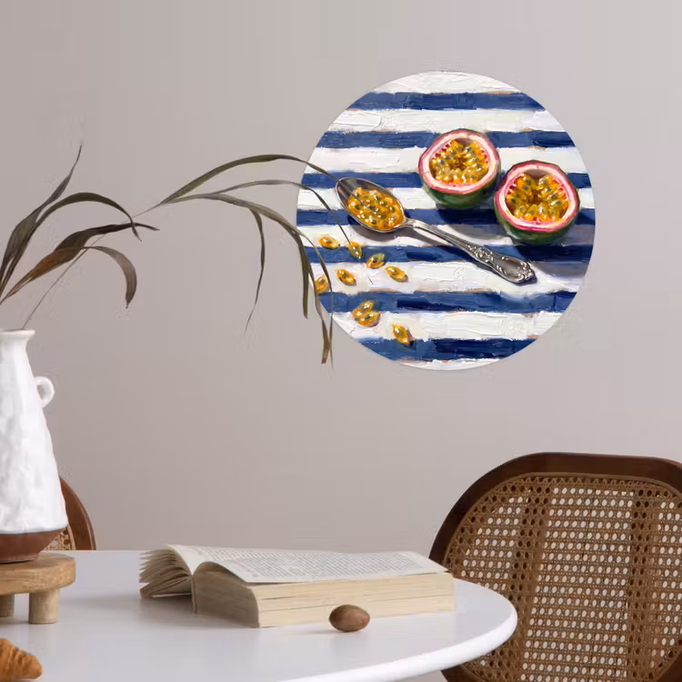 Eten - Passievrucht - Tropisch - Modern - Kleurrijk Wandcirkel behangsticker klein -sfeer3