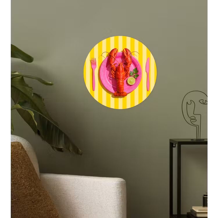 Eten - Roze - Geel - Modern - Culinaire Wandcirkel behangsticker klein -sfeer2