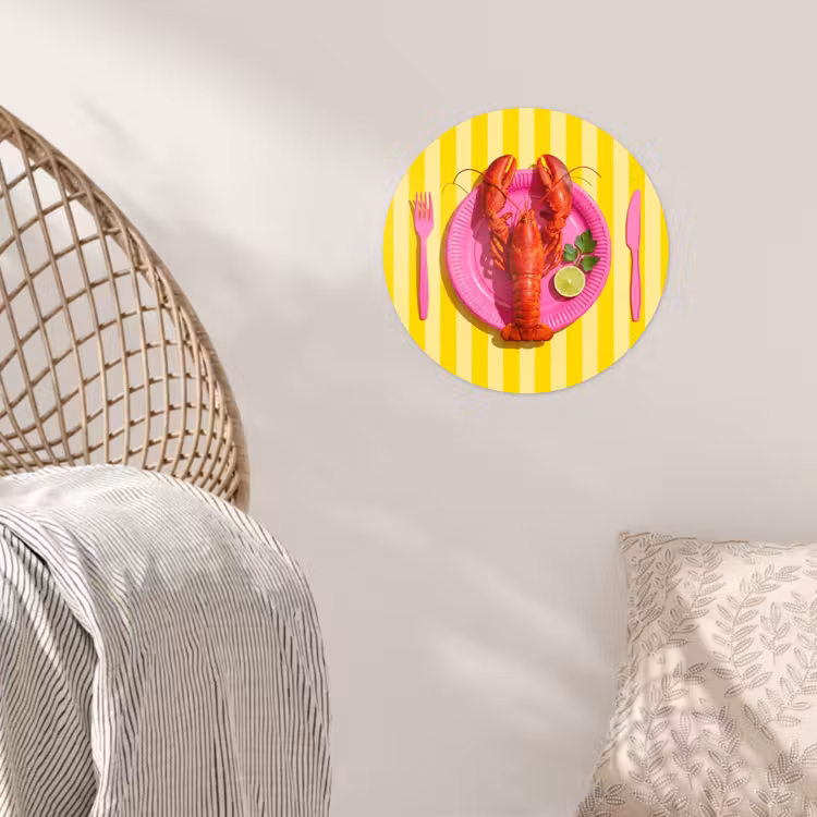 Eten - Roze - Geel - Modern - Culinaire Wandcirkel behangsticker klein -sfeer4