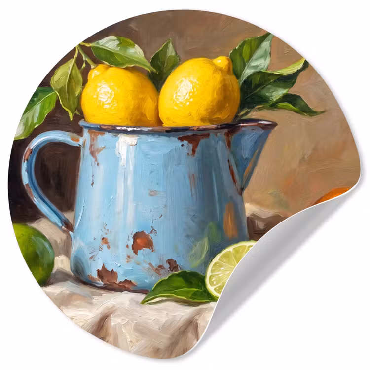 Wallpaper Circle - Food - Still Life - Classical - Eten - Stilleven - Klassiek Wandcirkel behangsticker klein