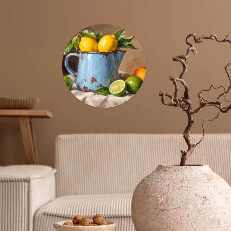 Wallpaper Circle - Food - Still Life - Classical - Eten - Stilleven - Klassiek Wandcirkel behangsticker klein