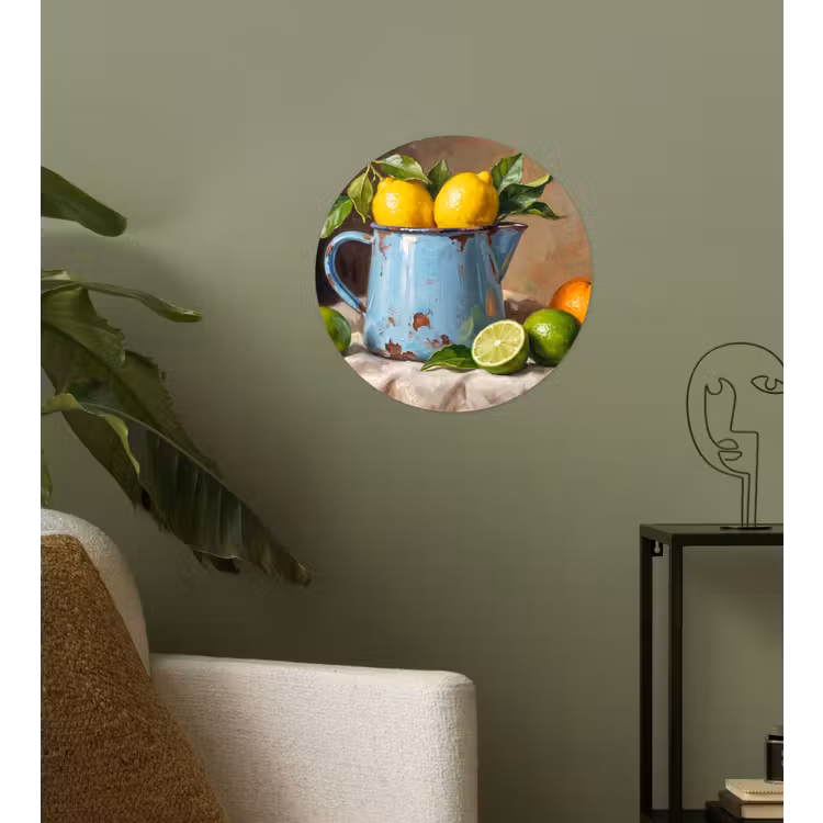 Wallpaper Circle - Food - Still Life - Classical - Eten - Stilleven - Klassiek Wandcirkel behangsticker klein