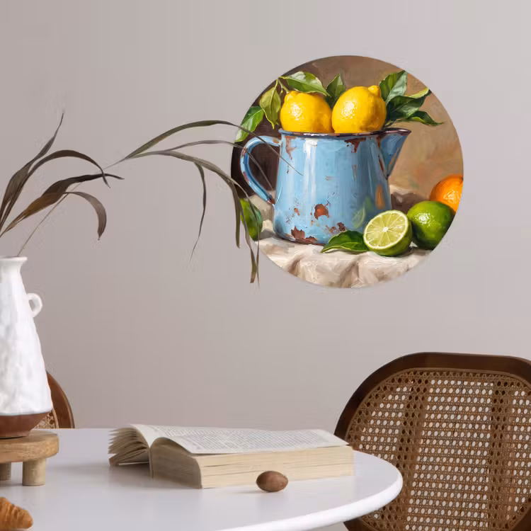 Wallpaper Circle - Food - Still Life - Classical - Eten - Stilleven - Klassiek Wandcirkel behangsticker klein