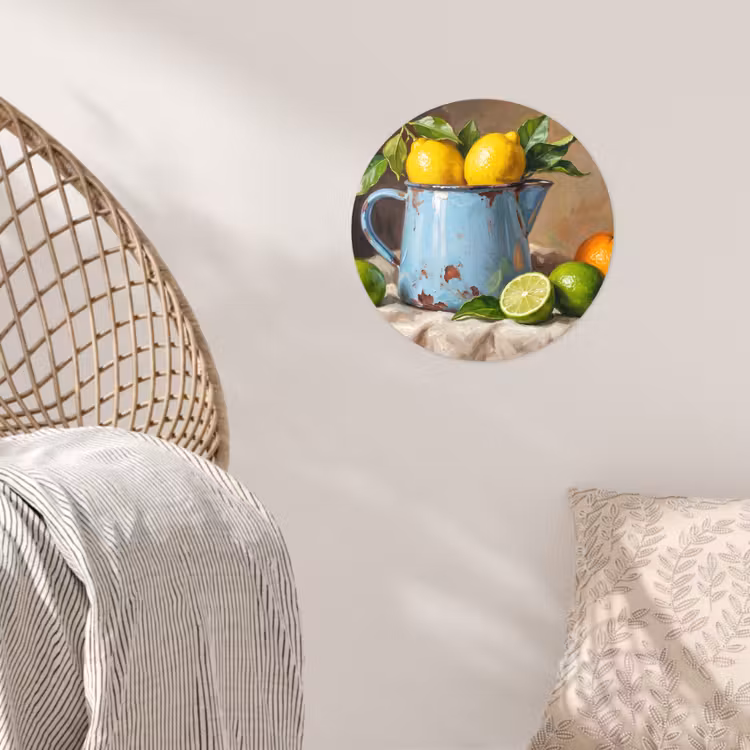Wallpaper Circle - Food - Still Life - Classical - Eten - Stilleven - Klassiek Wandcirkel behangsticker klein