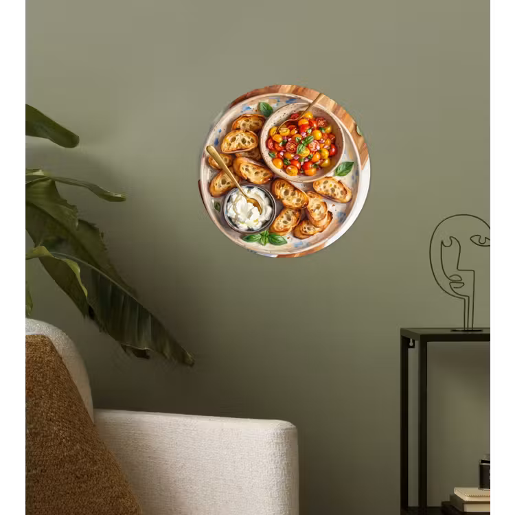 Eten - Tomaat - Brood - Kleurrijk - Keuken Wandcirkel behangsticker klein -sfeer2