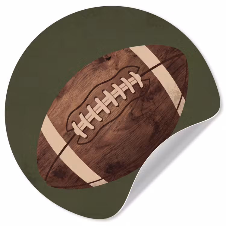 Football - Hout - Sport - Groen Wandcirkel behangsticker klein -3d