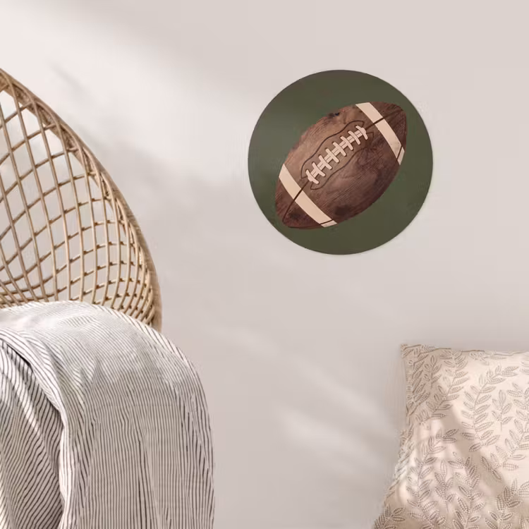 Football - Hout - Sport - Groen Wandcirkel behangsticker klein -sfeer4