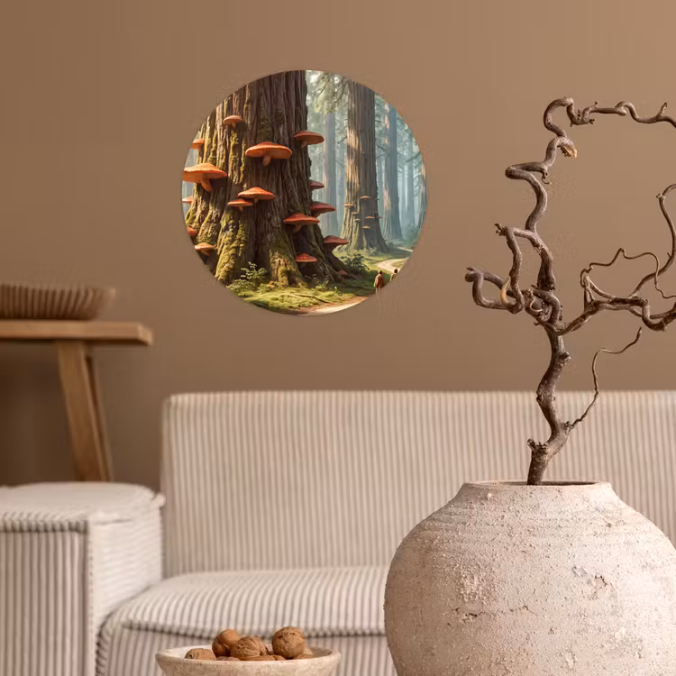Wallpaper Circle - Forest - Trees - Nature - Bos - Bomen - Natuur Wandcirkel behangsticker klein