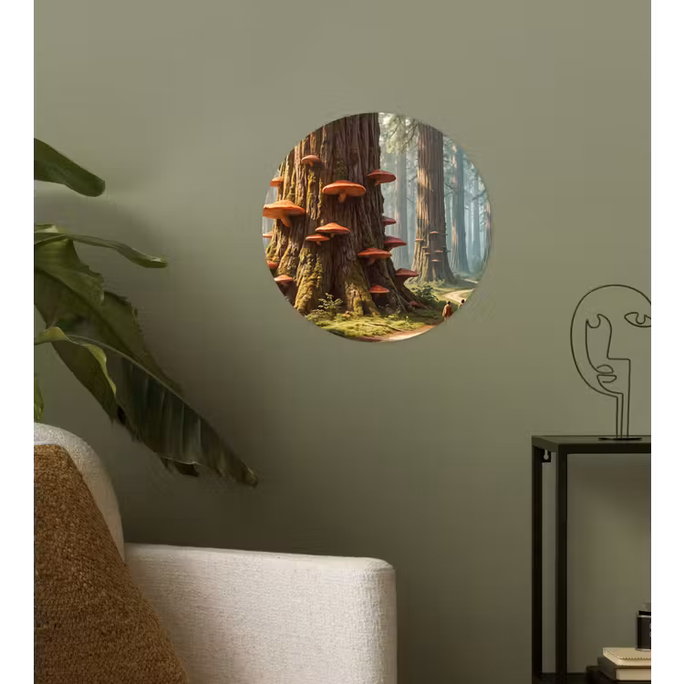 Wallpaper Circle - Forest - Trees - Nature - Bos - Bomen - Natuur Wandcirkel behangsticker klein