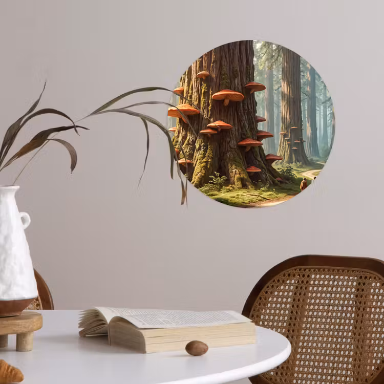 Wallpaper Circle - Forest - Trees - Nature - Bos - Bomen - Natuur Wandcirkel behangsticker klein