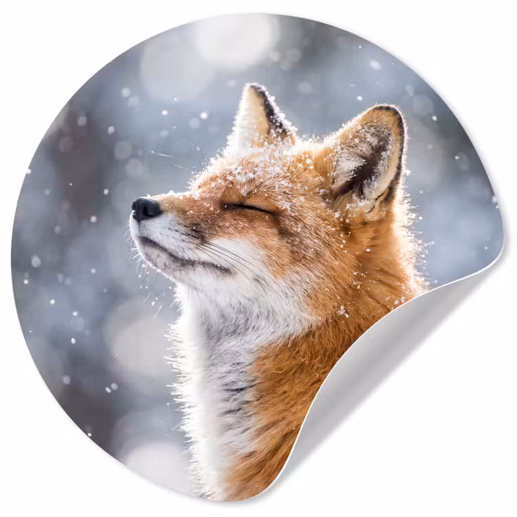 Vos - Sneeuwval - Portret - Winter - Sfeervol Wandcirkel behangsticker klein -3d
