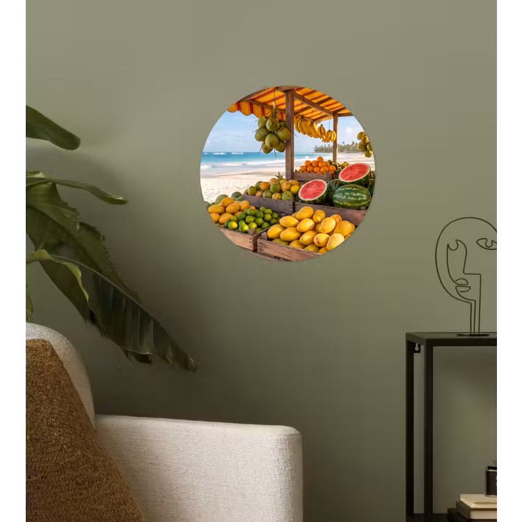 Wallpaper Circle - Fruit - Beach - Tropical - Fruit - Strand - Tropisch Wandcirkel behangsticker klein