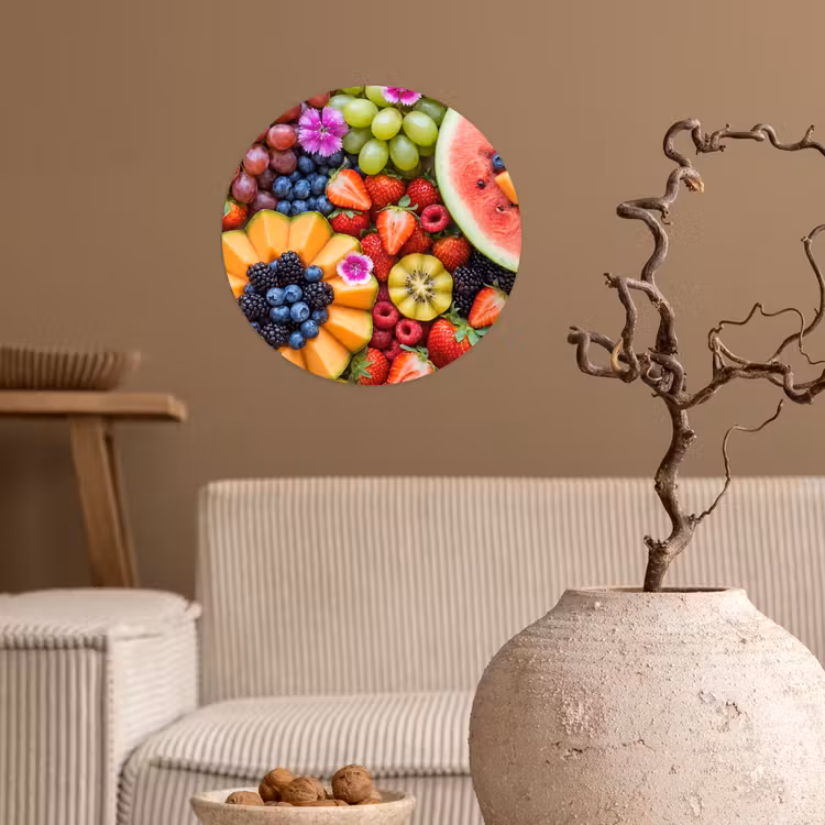 Fruit - Vers - Variatie - Eten - Kleurrijk Wandcirkel behangsticker klein -sfeer1