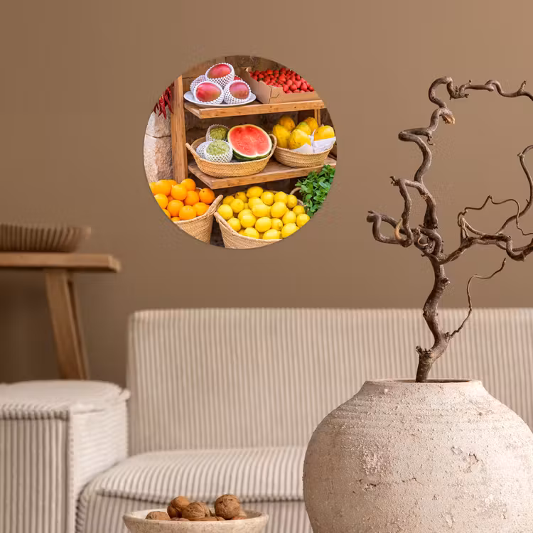 Wallpaper Circle - Fruit - Market - Fresh - Fruit - Markt - Vers Wandcirkel behangsticker klein