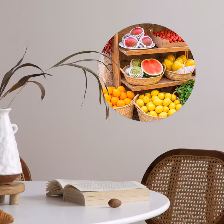 Wallpaper Circle - Fruit - Market - Fresh - Fruit - Markt - Vers Wandcirkel behangsticker klein