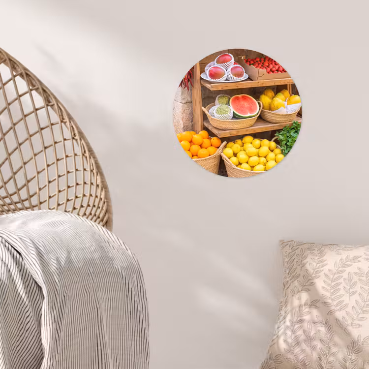 Wallpaper Circle - Fruit - Market - Fresh - Fruit - Markt - Vers Wandcirkel behangsticker klein