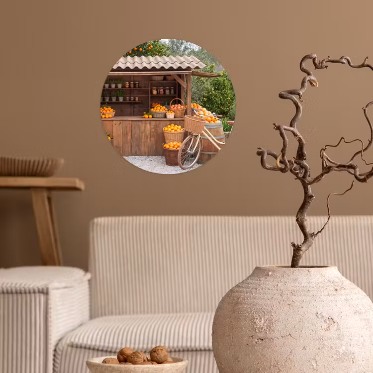 Wallpaper Circle - Fruit - Market - Rural - Fruit - Markt - Landelijk Wandcirkel behangsticker klein