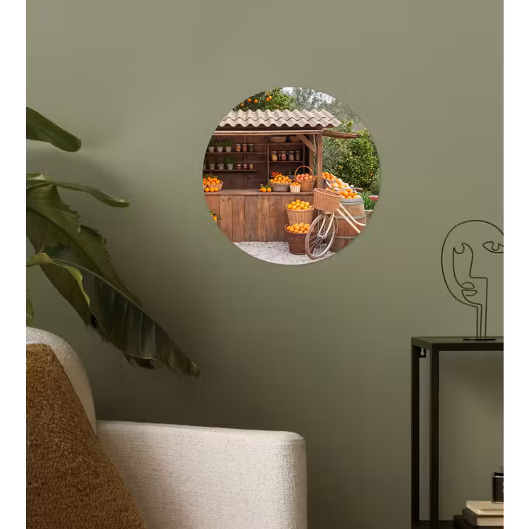 Wallpaper Circle - Fruit - Market - Rural - Fruit - Markt - Landelijk Wandcirkel behangsticker klein