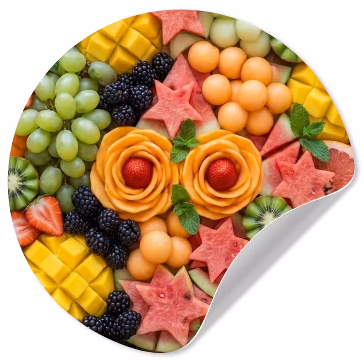 Fruit - Variatie - Kleurrijk - Vers - Eten Wandcirkel behangsticker klein -3d