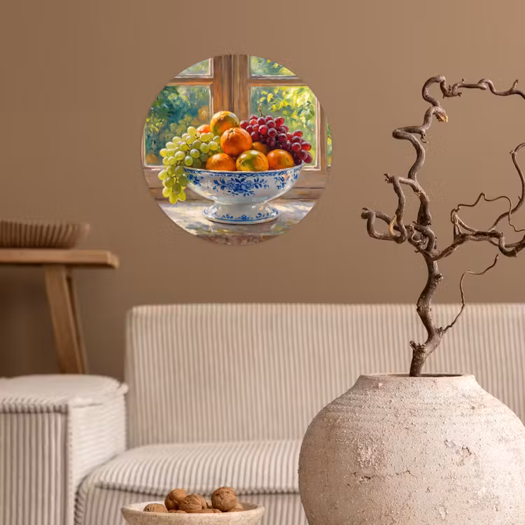 Wallpaper Circle - Fruit - Windowsill - Nature - Fruit - Vensterbank - Natuur Wandcirkel behangsticker klein